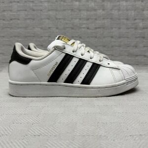 Adidas Originals Shoes Kids Size 2 White Black Leather Sneakers FU7714